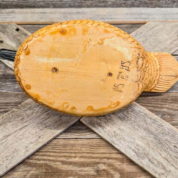 1985 Vintage Hand Carved Folk Art Detailed Wooden Widgeon Duck Decor-11.5”H - Picture 7 of 7